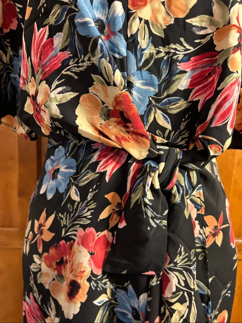 NWT Bershka Tropical Floral Faux Wrap Mini Dress Size Small